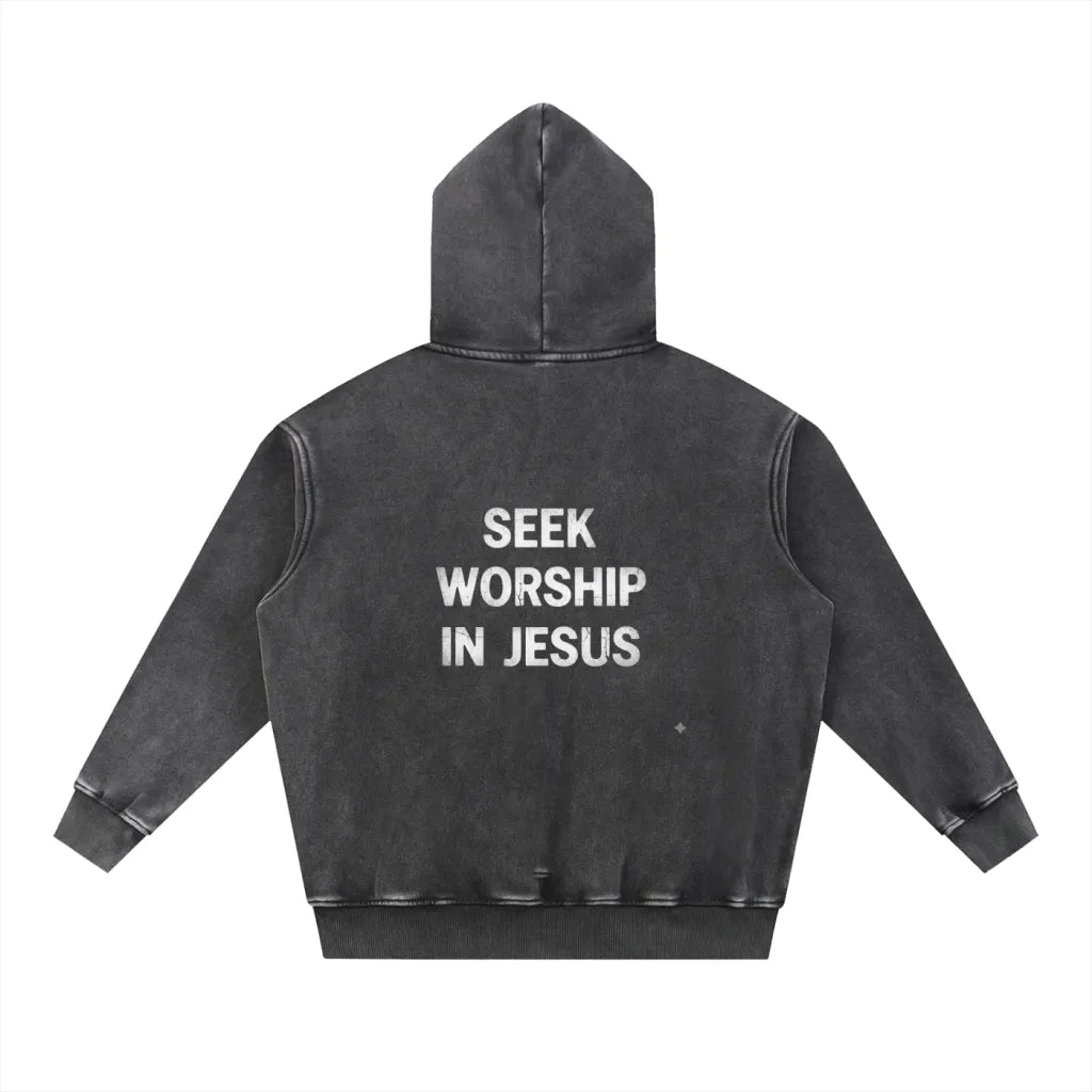 Snow Wash Fleece Oversize Hoodie "Praise"